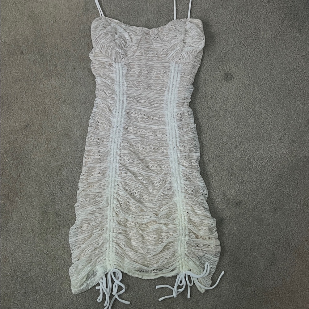 Fashion Nova White Ruched Mini Dress